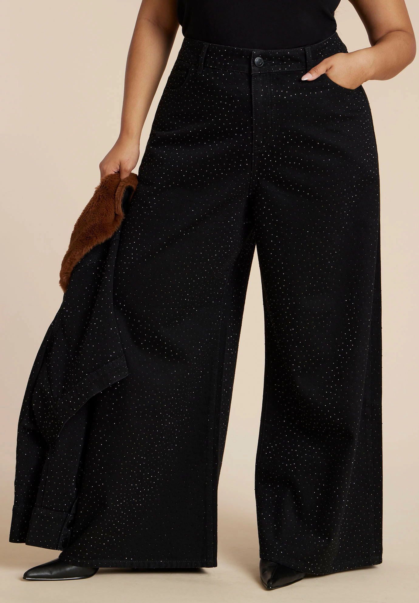ELOQUII Women's Plus Embellished Rhinestone Jeans