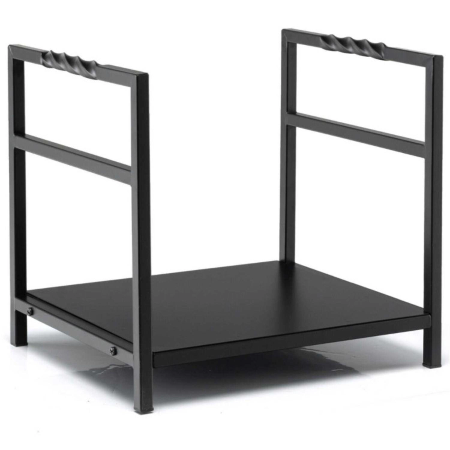 Hivvago Firewood Log Rack With Unique Handle And Raised Feet-Black