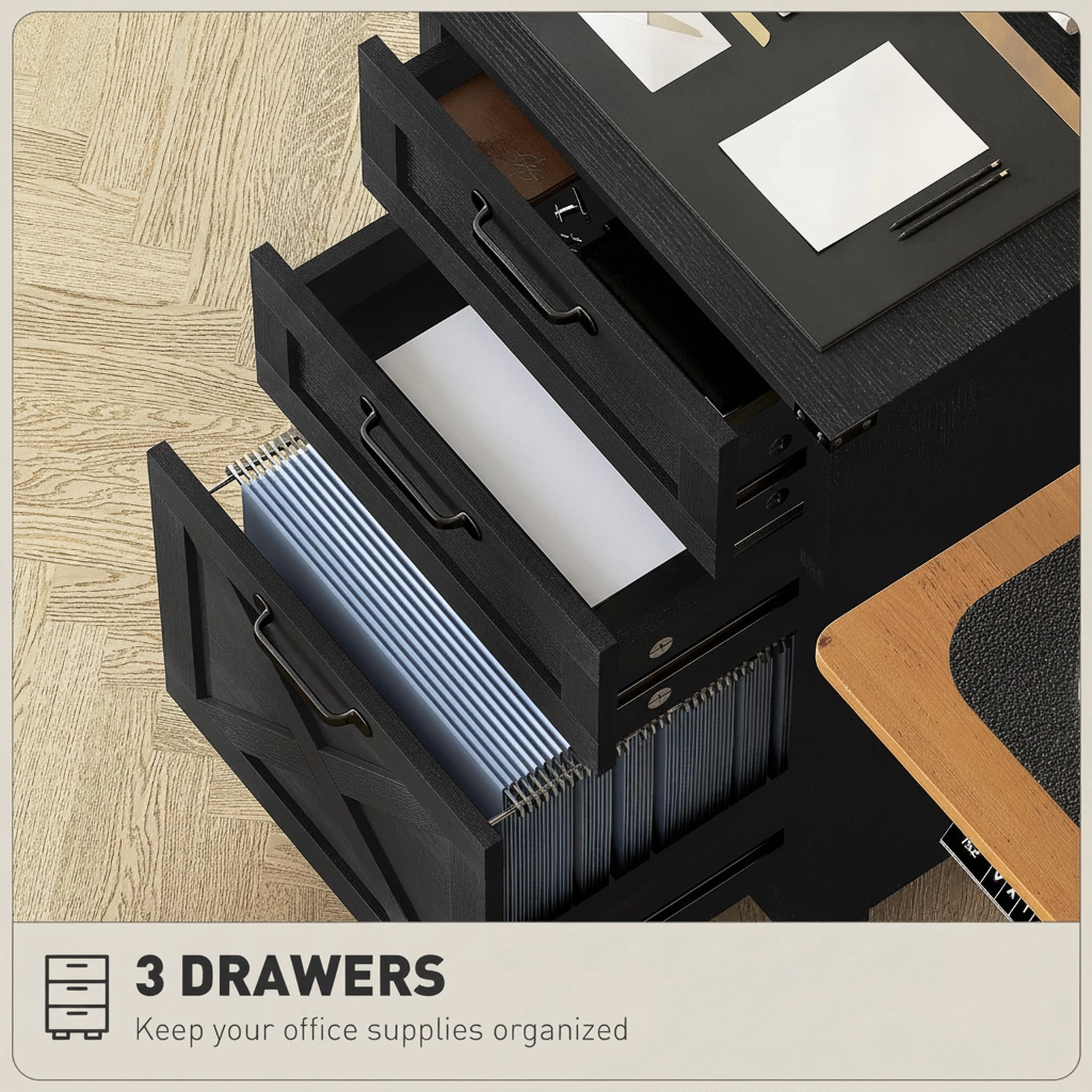 HONGGE Vertical File Cabinet with 2 Drawers Rustic Farmhouse Office Storage for A4 Letter