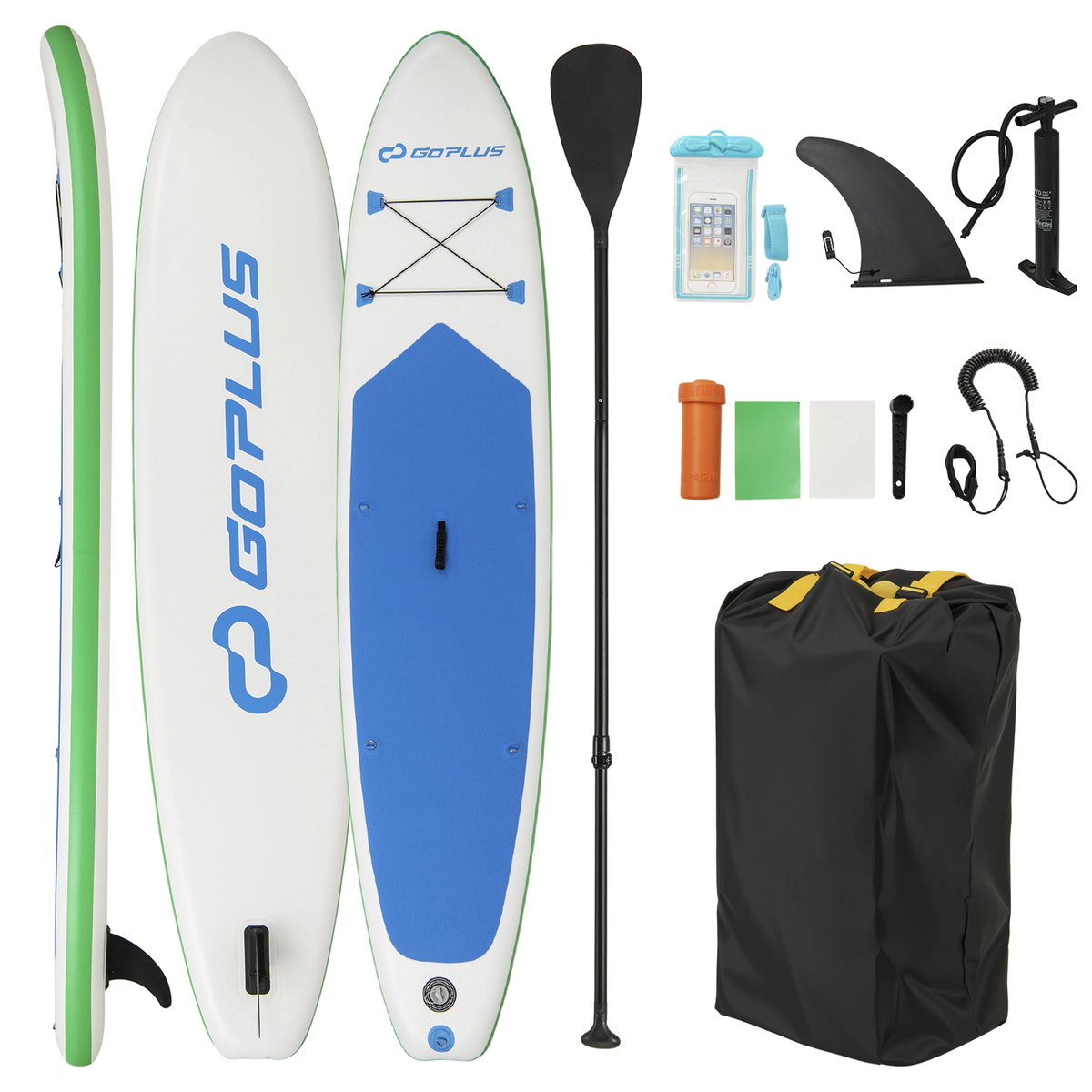 SUGIFT Adult White 11-ft Inflatable Paddle Board with Detachable Fin Ankle Leash and Backpack 30-in W 6-in D
