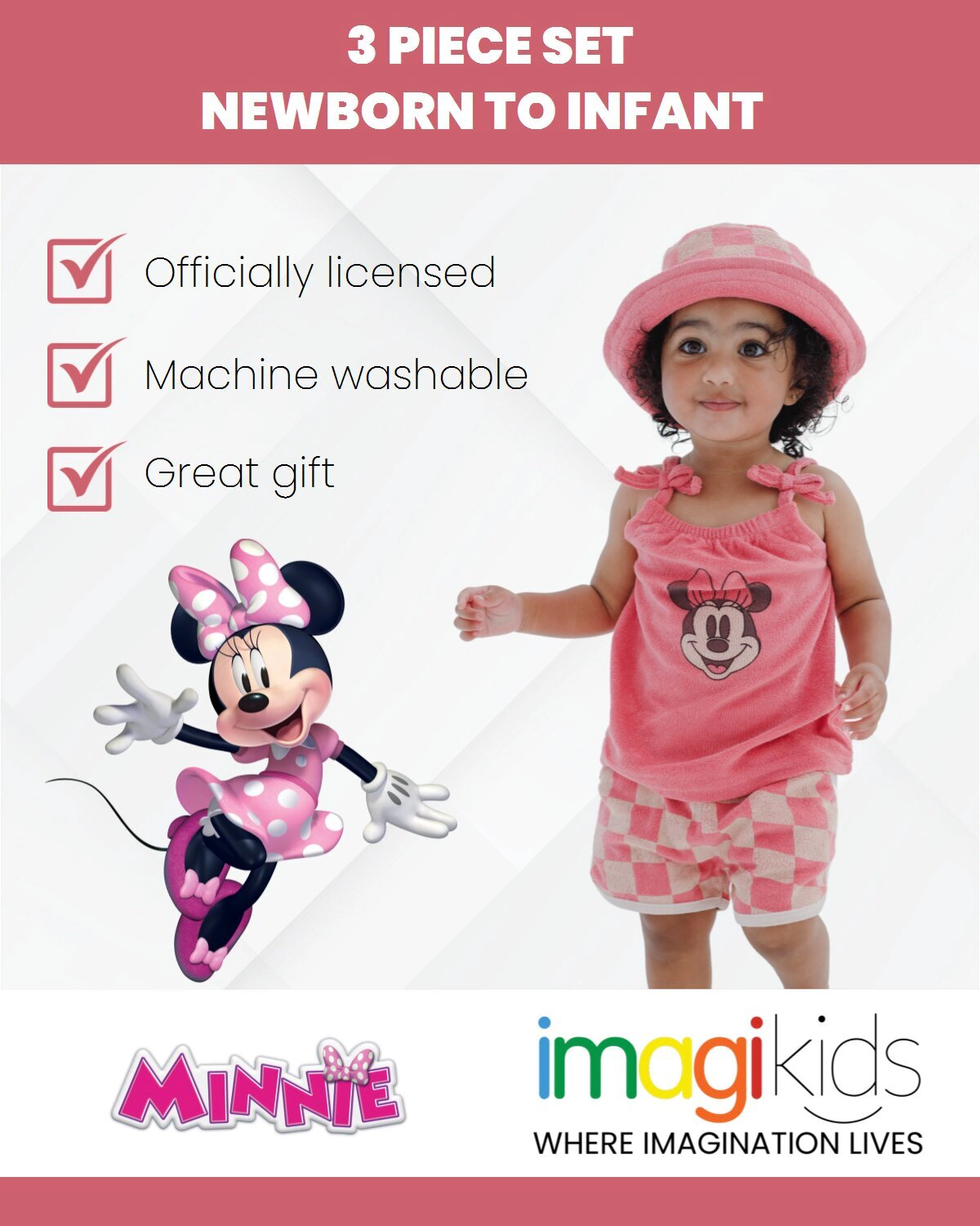 Disney Baby Girls' Tank Top and Shorts Set with Bucket Hat