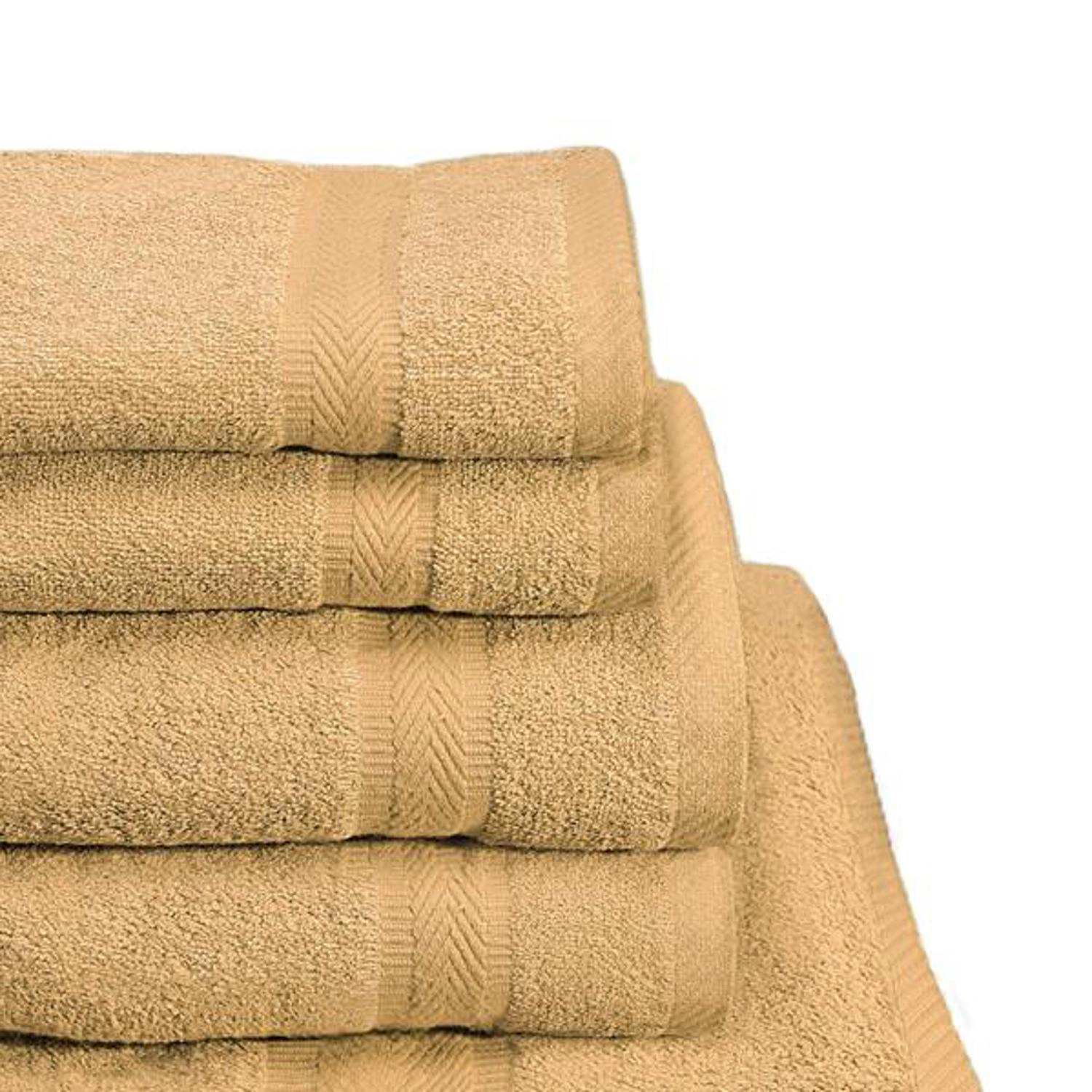 Plazatex Cozy Home 100% Cotton Towel Set - 6 Piece - 56"x56", Khaki