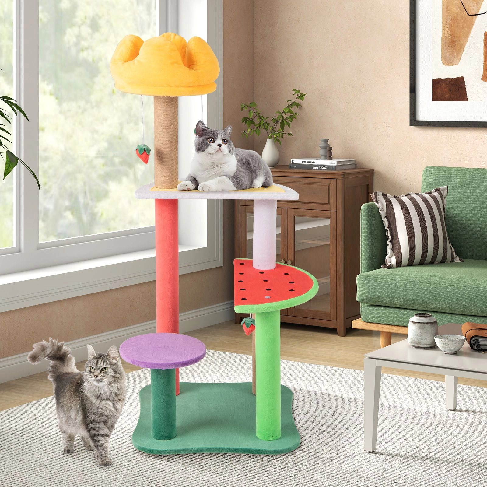 SlickBlue 5-Tier Cat Tree Tower with Plush Perch & Toys