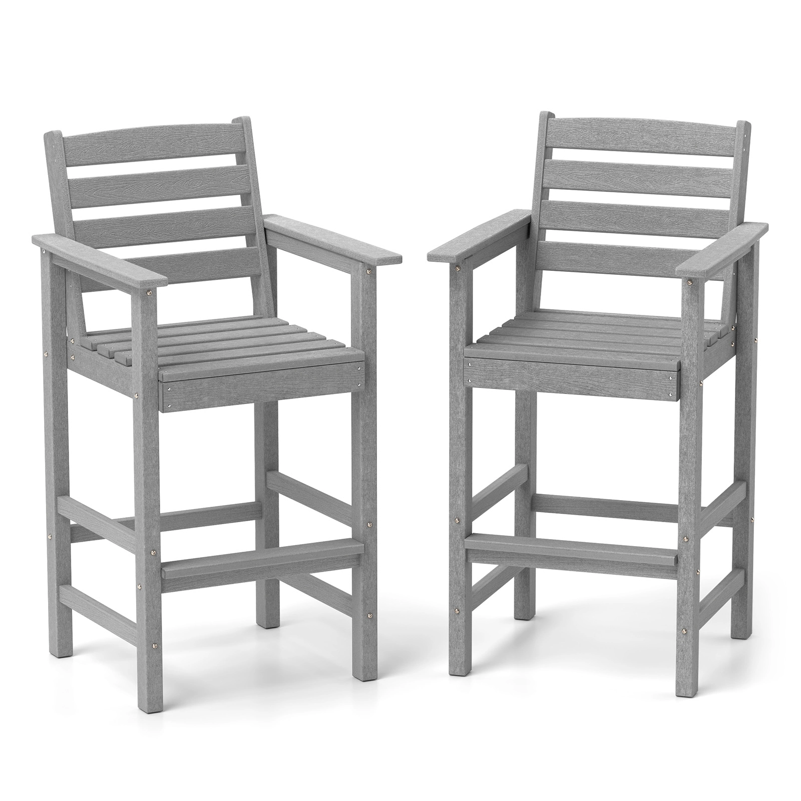 SUGIFT Adirondack Patio Bar Chairs Set of 2 330-lb Capacity Gray