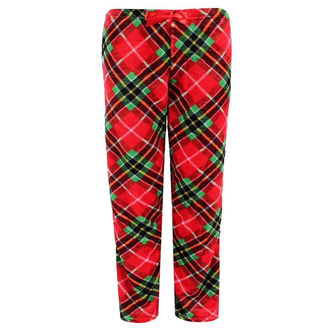 Weekending Juniors Girls Plaid Holiday Plush Pant with Stocking Set