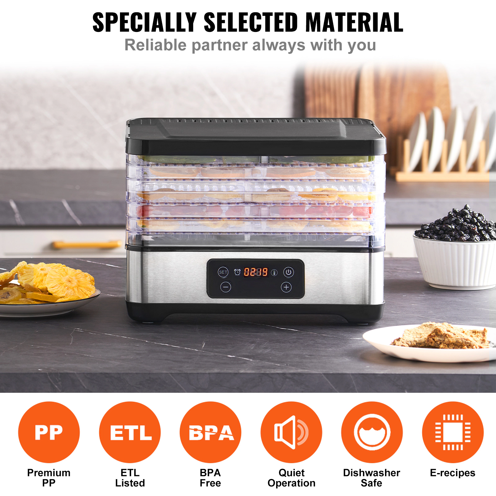 HONGGE Food Dehydrator Machine, Electric Dryer, Digital Adjustable Timer & Temperature for Jerky, Herb, Meat, Beef