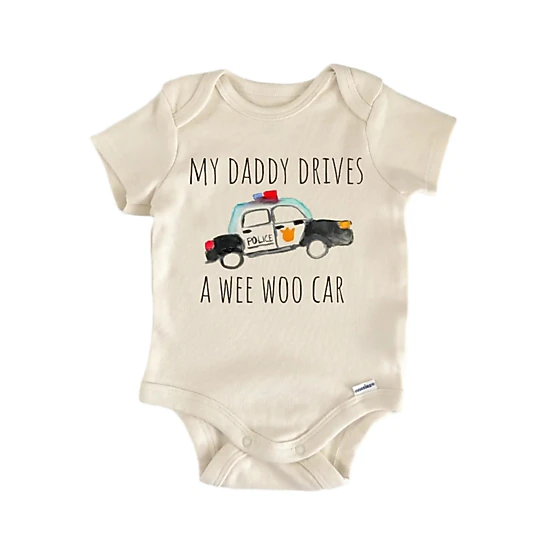 NOFO VIBES Unisex Wee Woo Car Police Newborn Baby Bodysuit