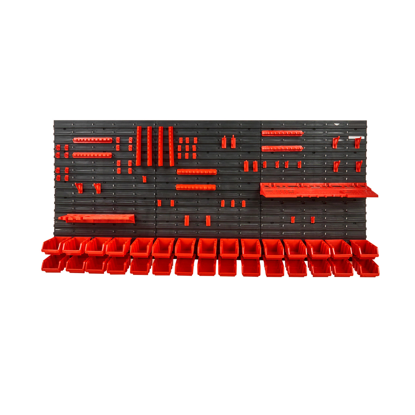 HONGGE Wall Mounted Storage Bins 12 Plastic Bins & 3 Metal Rails Plastic Hanging Stackable Storage Bin for Screws Nuts