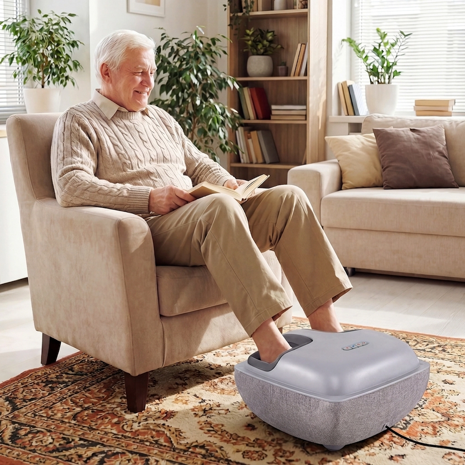 SUGIFT Gray Shiatsu Foot Massager with 3-Level Kneading and Air Compression 16-in W 16-in D 11.5-in H