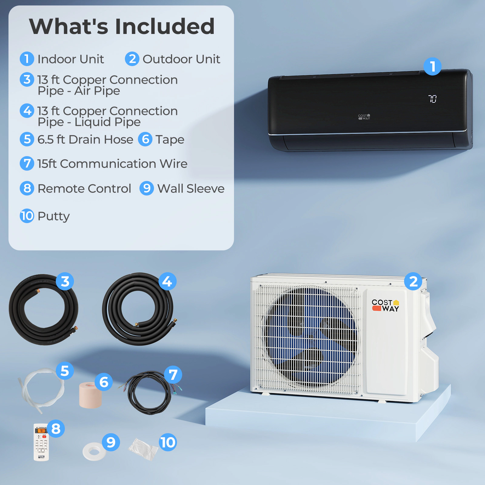 LJG GreyVolt Series 12000 BTU 22 SEER2 115V WiFi Enabled Mini Split AC Compatible with Alexa Gray