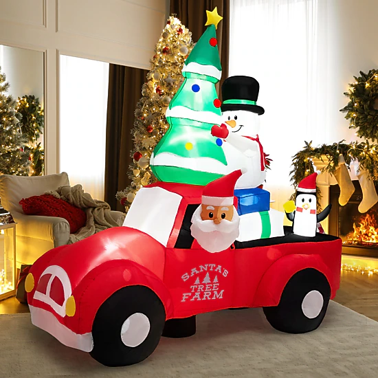 SUGIFT 8-ft W Christmas Inflatable Santa Claus Driving a Car with ...