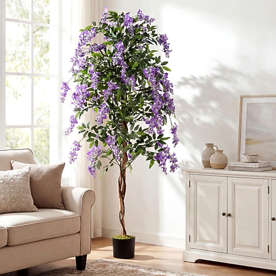 SUGIFT 6-ft 1260 Leaves Natural Trunks Cascading Blooms Artificial