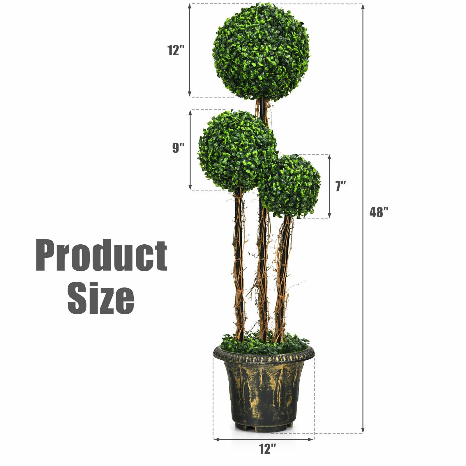 Slickblue 48-Inch Artificial Ficus Tree with Wood Rattan Trunk and Planter