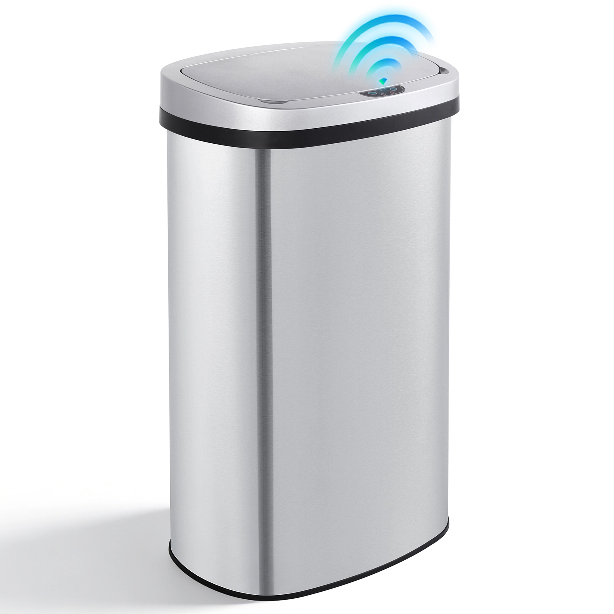 Innovaze 15 Gal./60 Liter Stainless Steel Oval Motion Sensor Trash Can for Kitchen