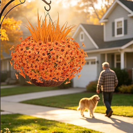 PUPWE 20 Artificial Fall Flowers Plants For Outdoors  Uv Resistant
