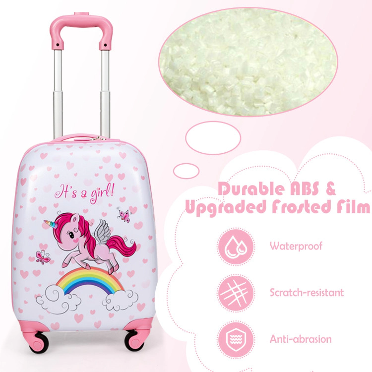 Hivvago 2 Pieces Kids Luggage Set 12 Inch Backpack and 16 Inch Kid Carry on Suitcase with Wheels