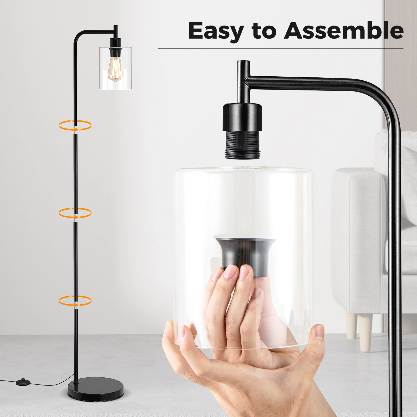 SlickBlue Tall Standing Lamp with Foot Switch for Living Room, Bedroom and Office