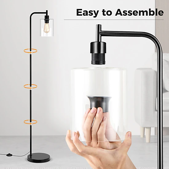 SlickBlue Tall Standing Lamp with Foot Switch for Living Room, Bedroom and Office