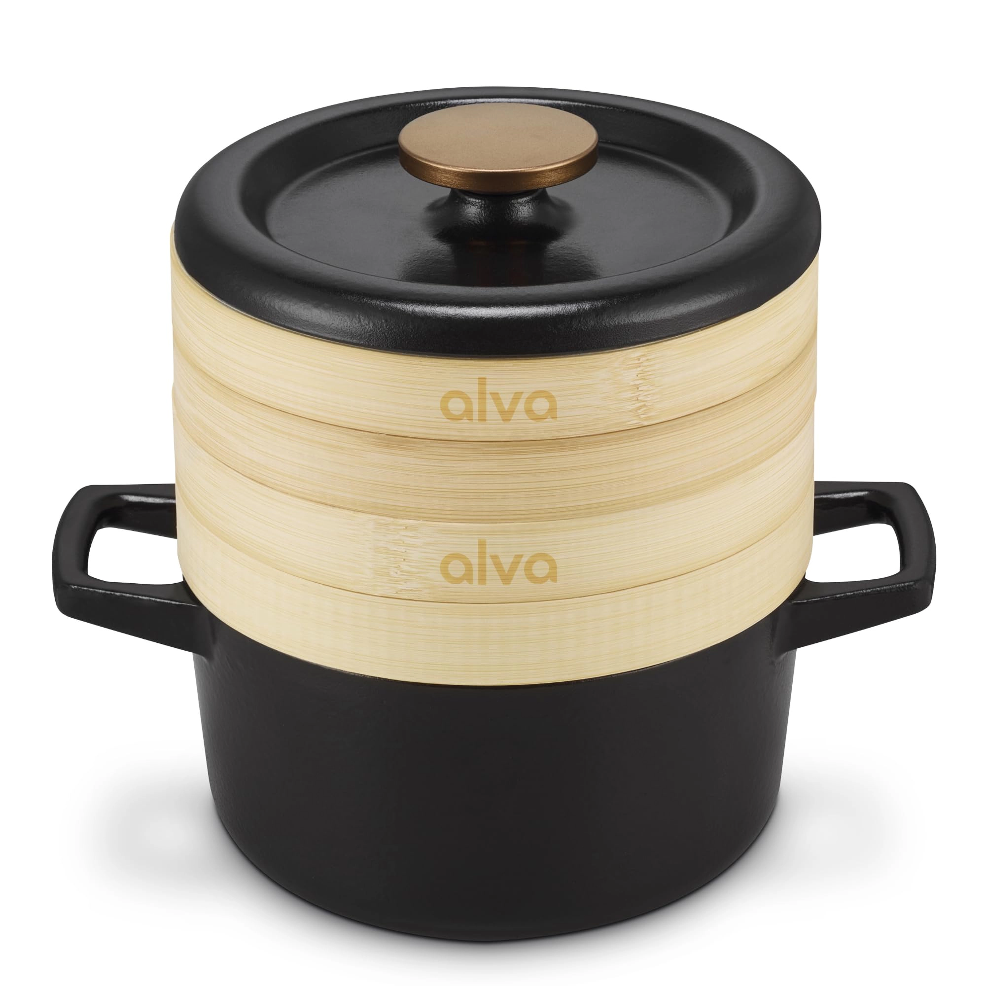 Alva 2.5 Qt Enameled Cast Iron Cocotte with Steamer Insert