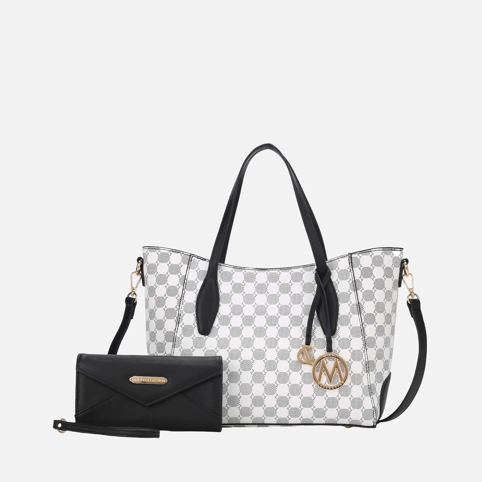 Mia K Collection Gianna Faux Leather Tote Handbag and Matching Wallet