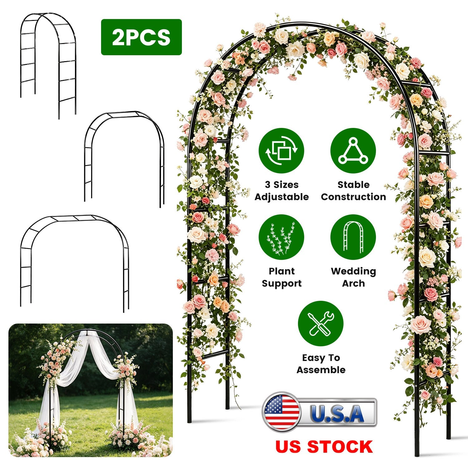 GBruno Adjustable Metal Garden Arch Trellis