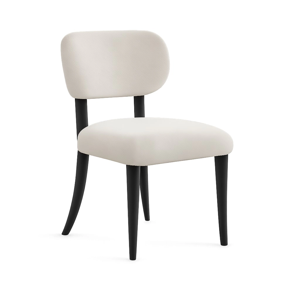 GOODSILO Compact Upholstered Dining Chair Solid Rubber Wood Frame