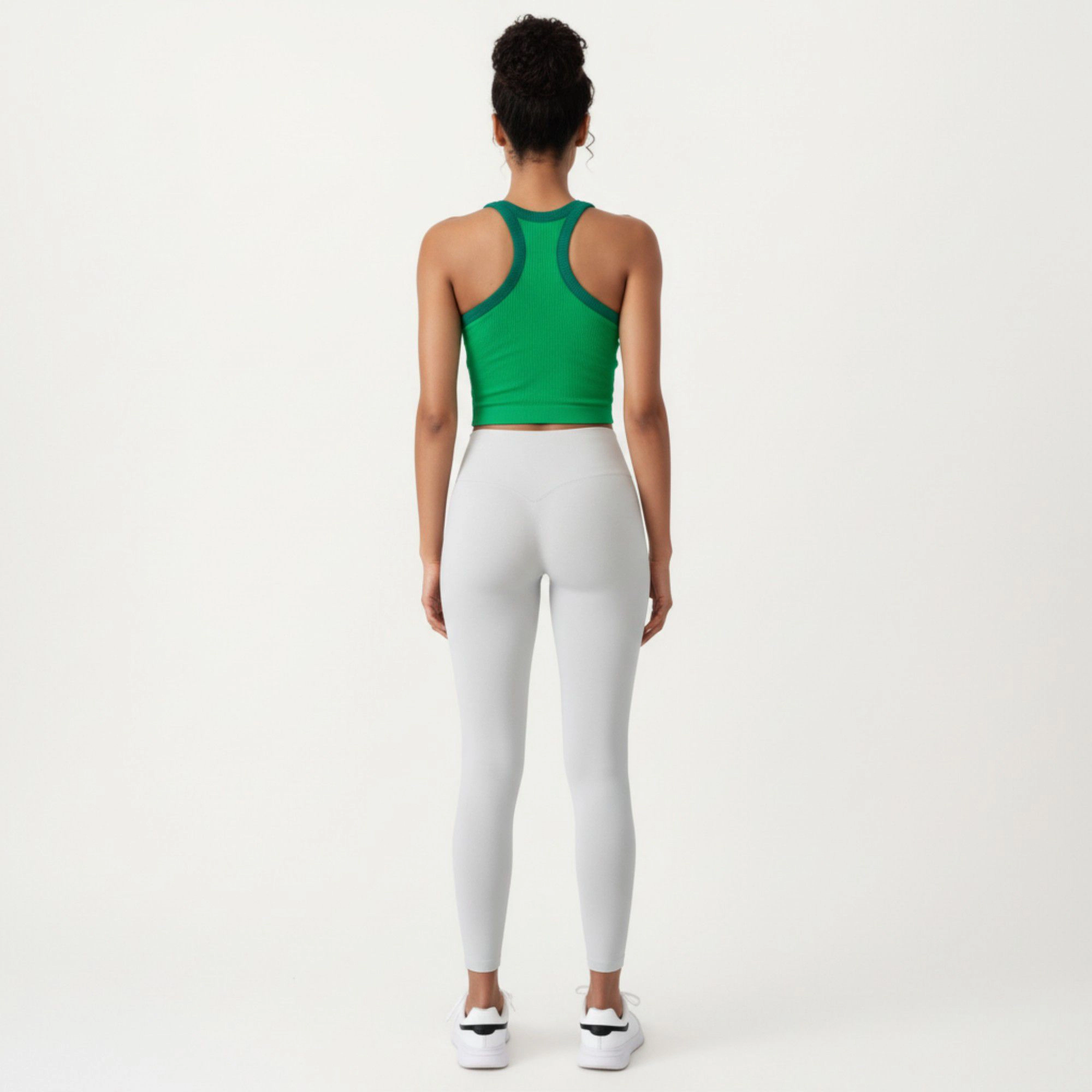Anna-Kaci Women's Ribbed High Neck Racerback Crop Top with Stretch Knit Fabric and Supportive Underband