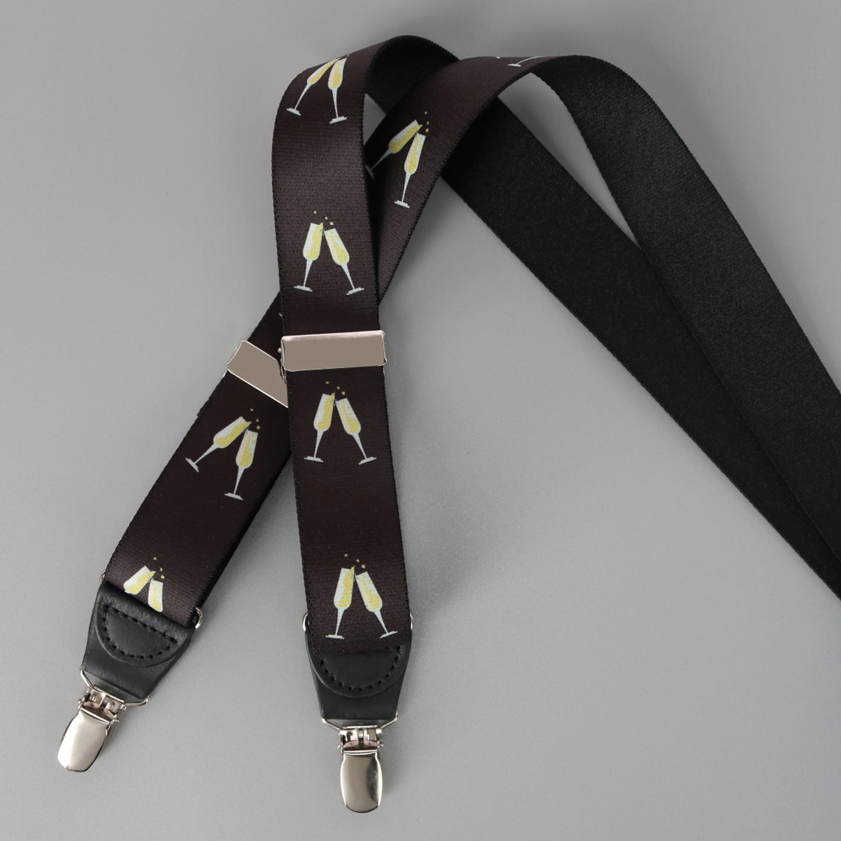 Ascentix Champagne Bottle Print Clip End Suspenders