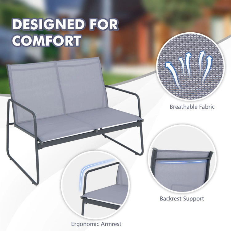 Hivvago 4 Pieces Of Metal Patio Furniture Chat Set With Tempered Glass Coffee Table