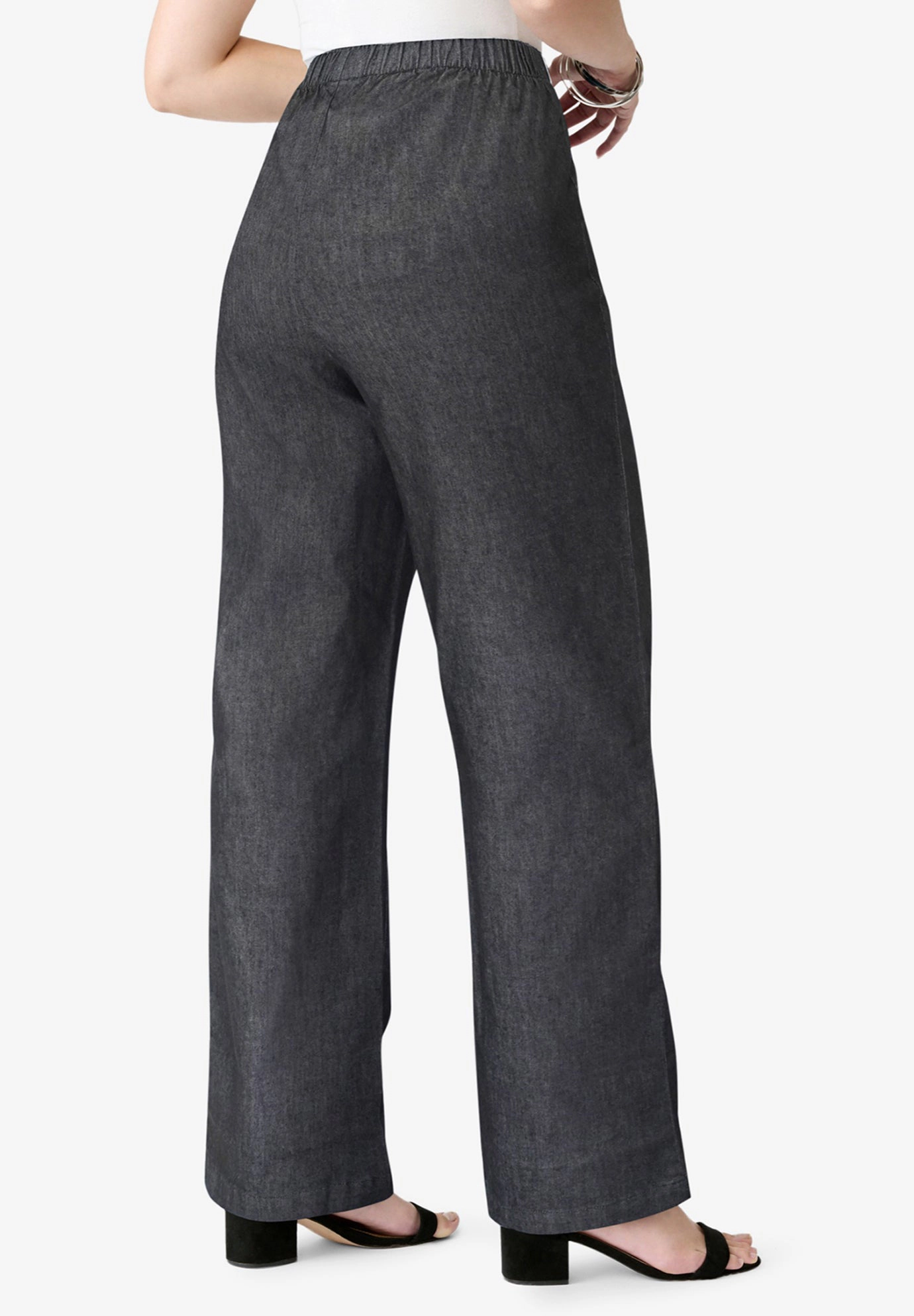 Roaman's Women's Plus Comfort Stretch Wide Leg Jean