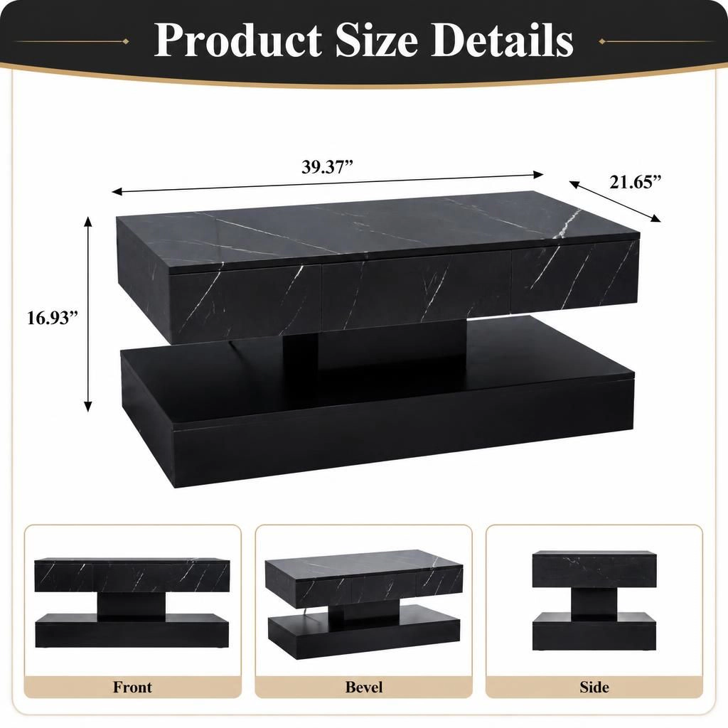 GOODSILO Modern Rectangular Low Profile Coffee Table