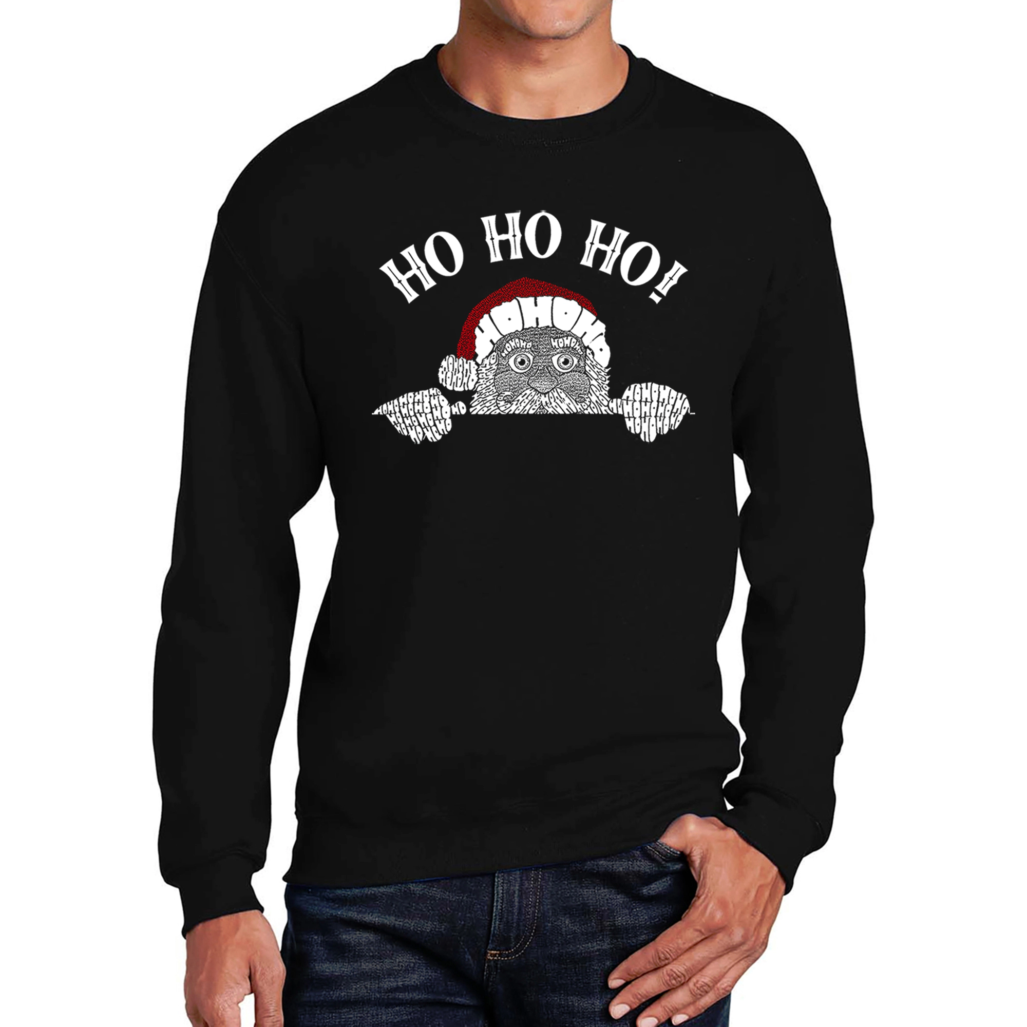 LA Pop Art Peeking Santa - Men's Word Crew Sweatshirt