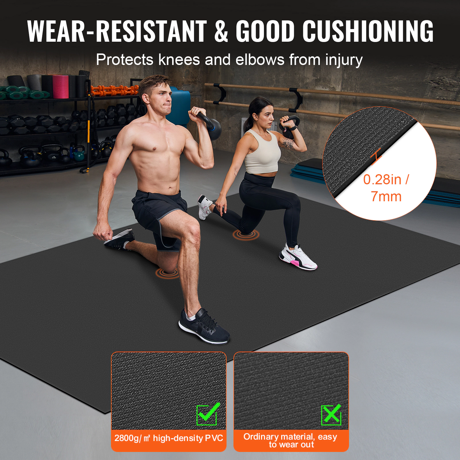 HONGGE Oversized Non-Slip Yoga Mat, 10x6 ft PVC Exercise Mat for 3-4 People, Home Gym Workout Mat with Bag