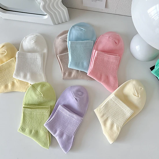 10 Pairs Women's Cotton Crew Ankle Socks Lightweight Casual Daily Socks