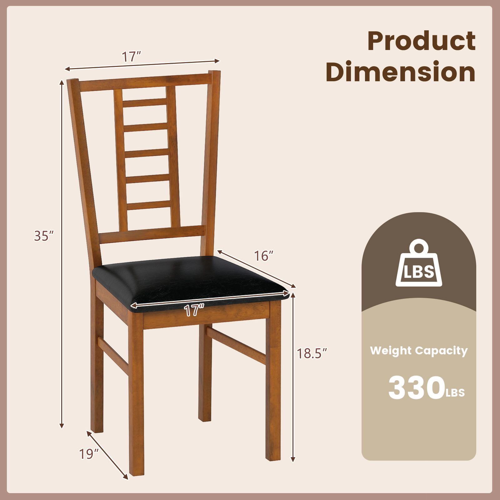 SUGIFT PU Leather Upholstered Wood Dining Chairs Set of 4 330-Lb Capacity 35-in High Walnut Frame Black Seat
