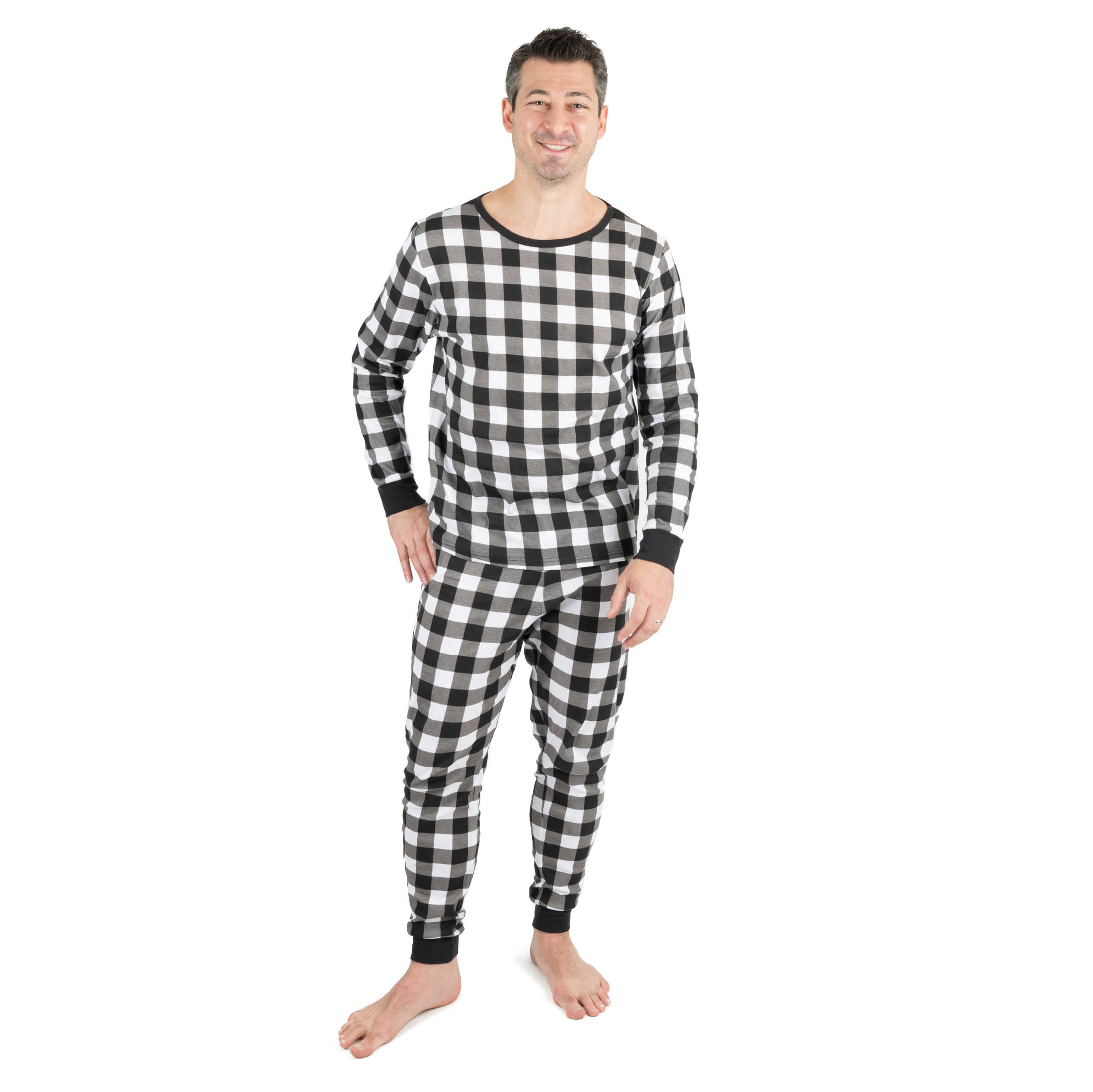 Leveret Mens 2-Piece Plaid Cotton Snug Fit Pajama Set
