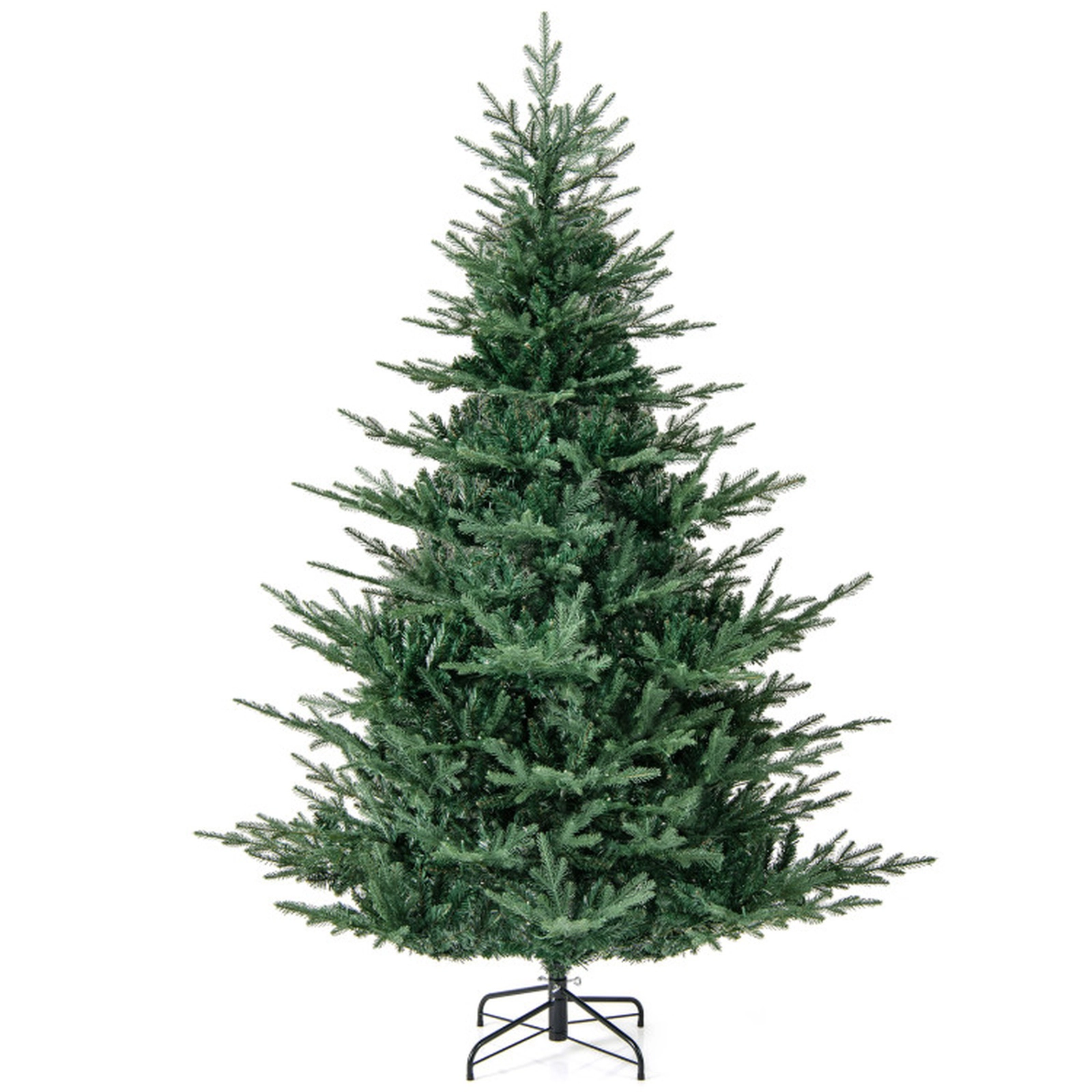 SUGIFT 7-ft Pre-Lit 8 Lighting Modes Hinged Artificial Christmas Tree 1102 Branch Tips 350 Warm White LEDs Green