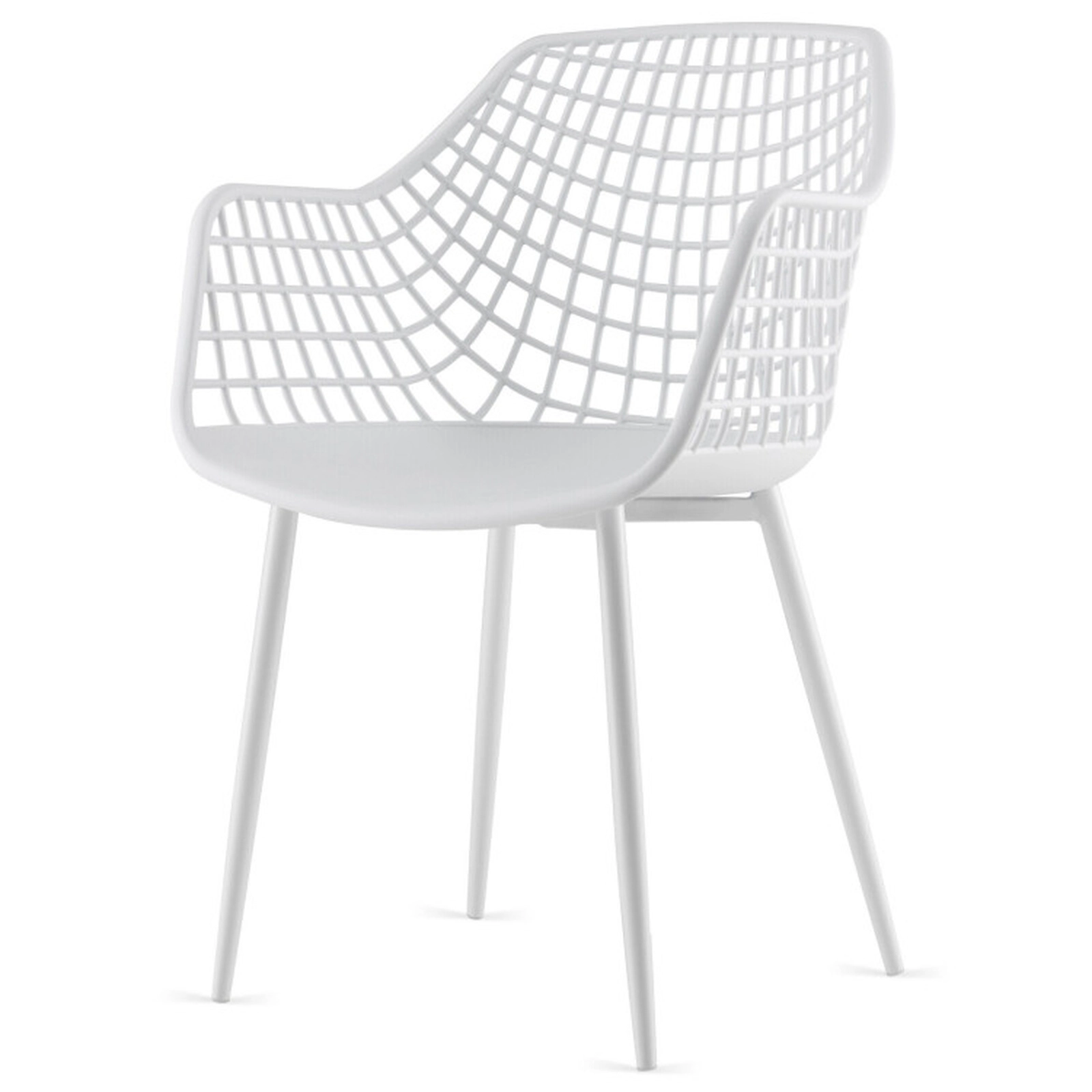 SUGIFT Set of 4 Airy Hollow Backrest Metal Legs Modern Dining Chairs 22.5-in x 21-in x 34-in 265-lb Capacity White