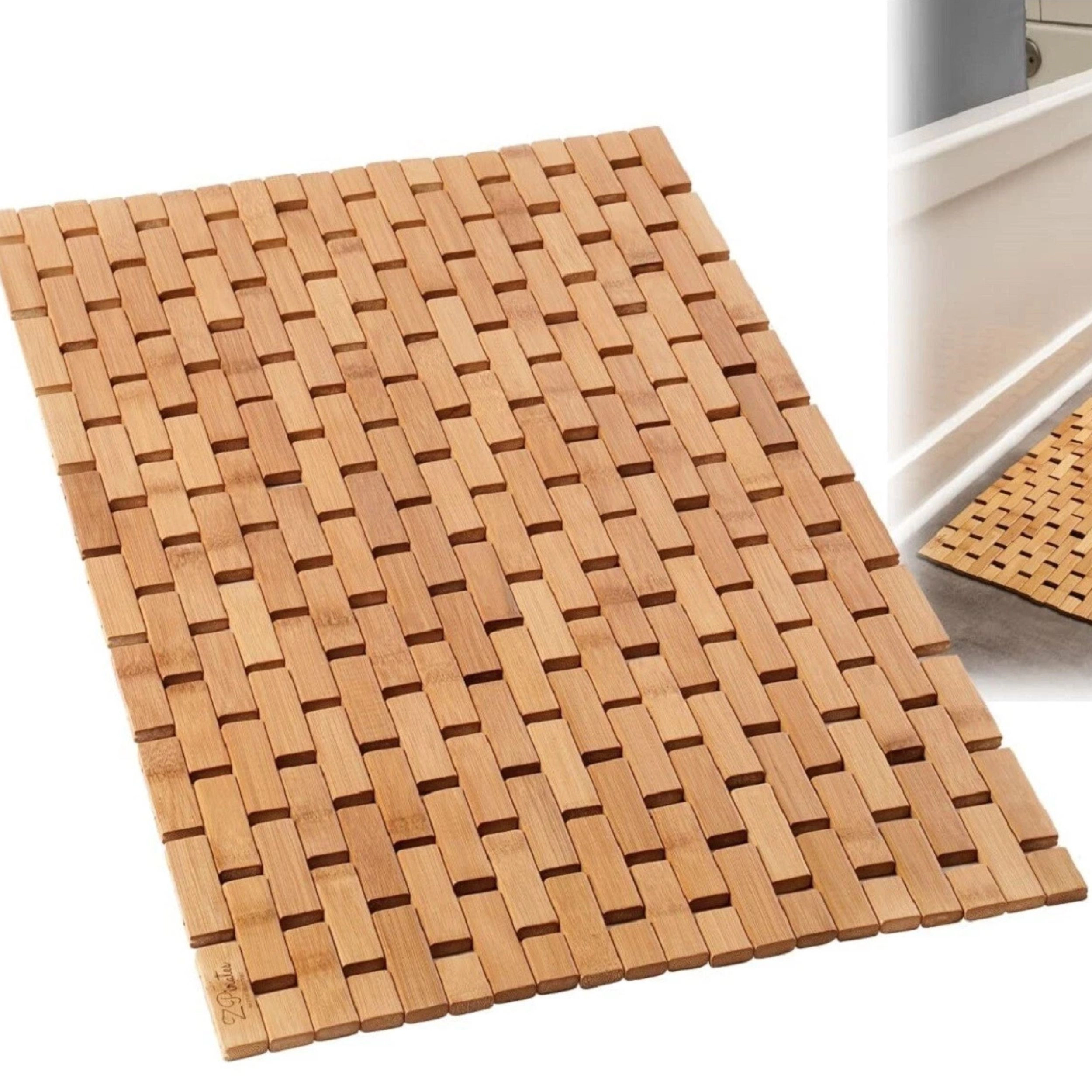 Home Collection Natural Bamboo Bath Mat Non-Slip 24.5" x 15.75"