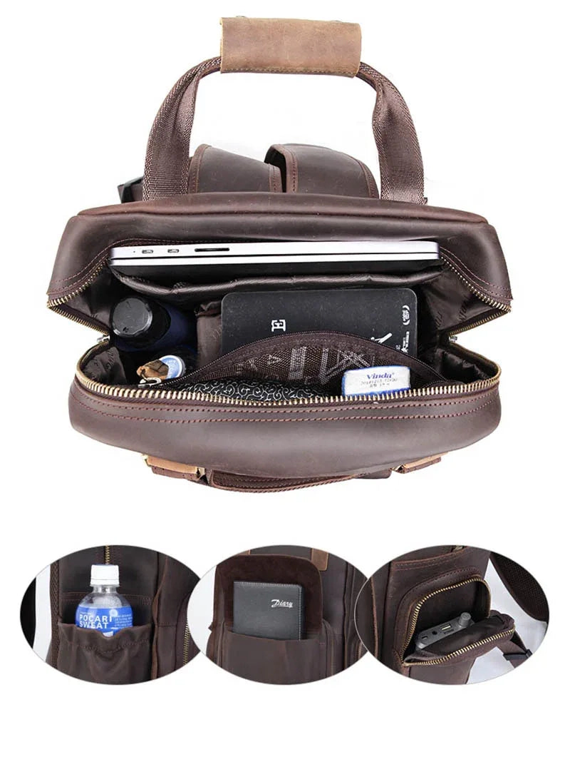 Steel Horse Leather Unisex The Gaetano | Large Leather Backpack Camera Bag with Tripod Holder