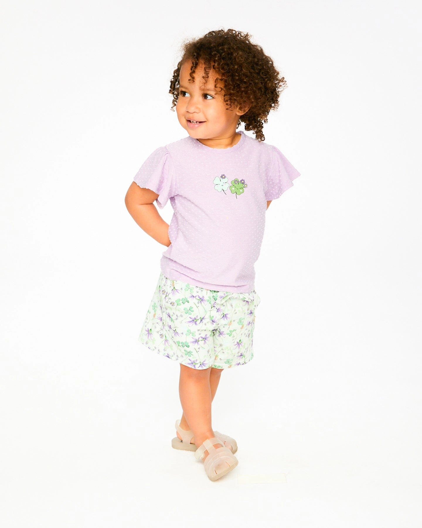 Deux par Deux Girls Jersey Flutter Sleeve T-Shirt