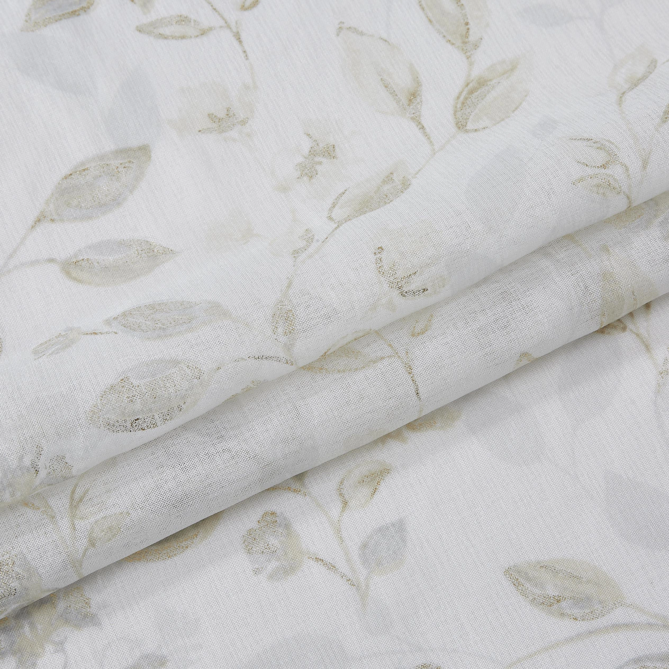 Dainty Home Cecily Linen Textured Metallic Fabric Shower Curtain with 12 Matching Hooks 70" x 72"