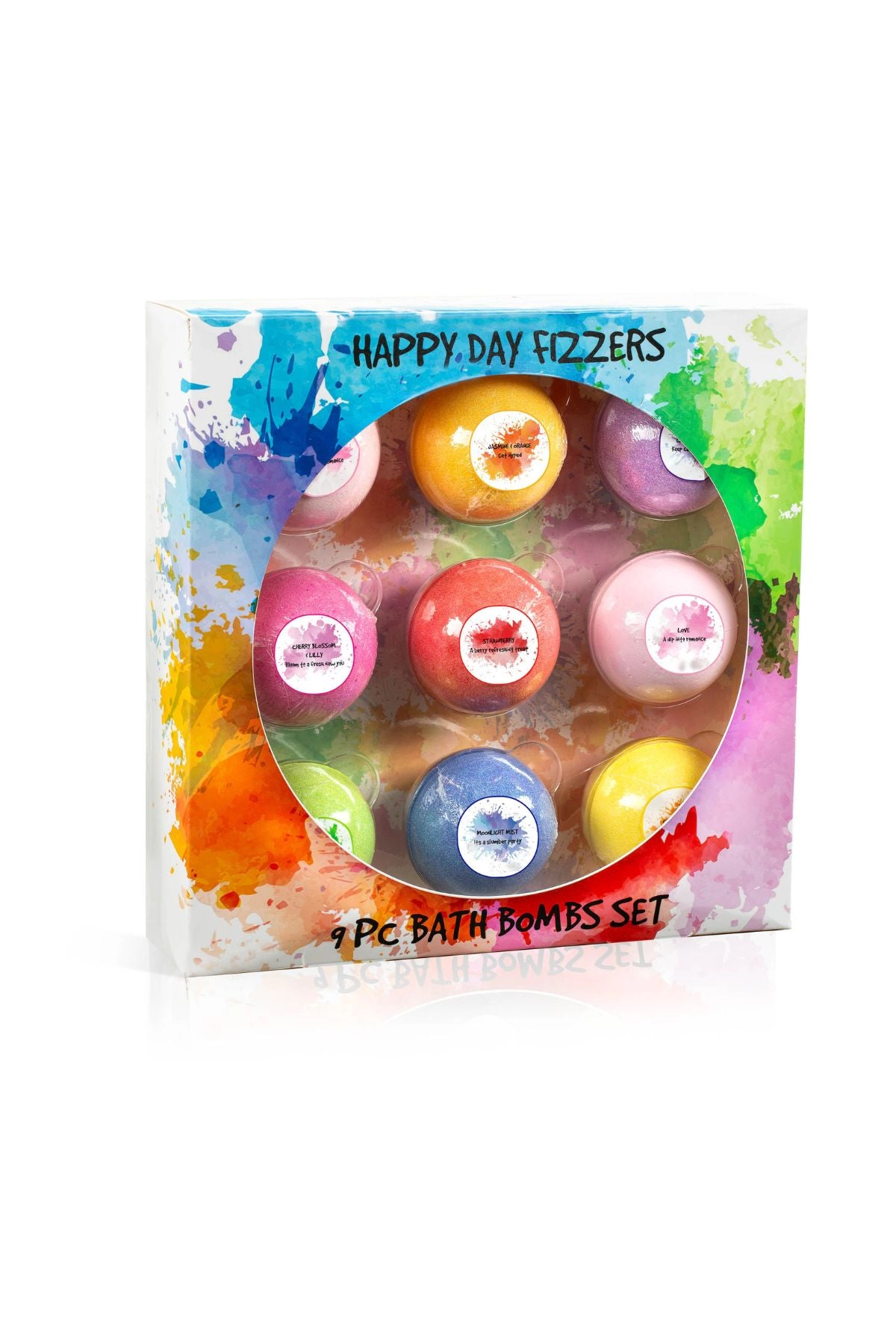 Freida and Joe Happy Day Fizzers Aromatherapy 9 Pcs Large Bath Bomb Gift Set