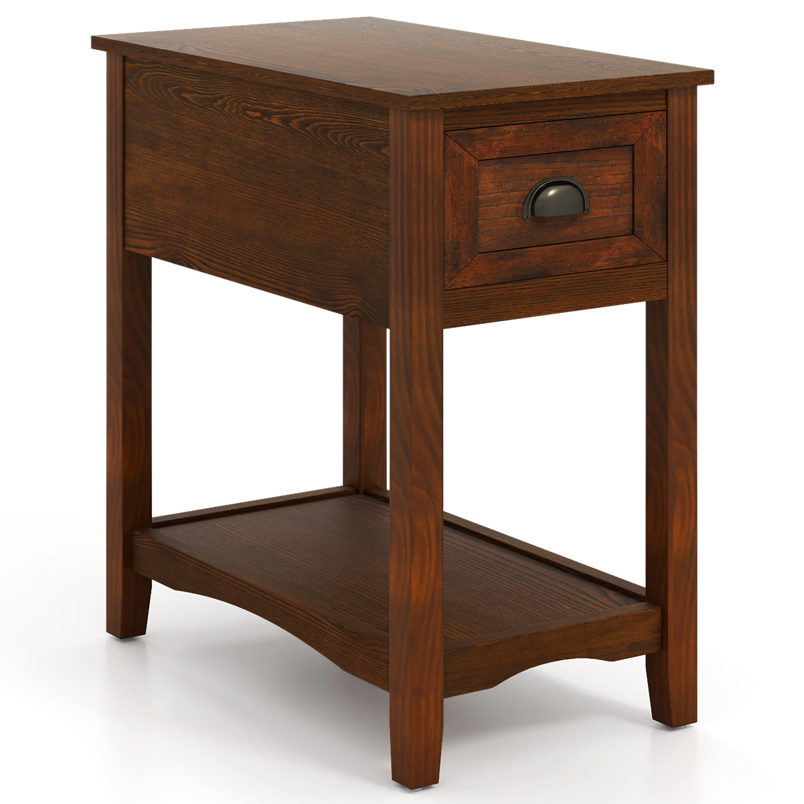 Hivvago Modern Chairside Table with Storage Drawer and Open Display Shelf