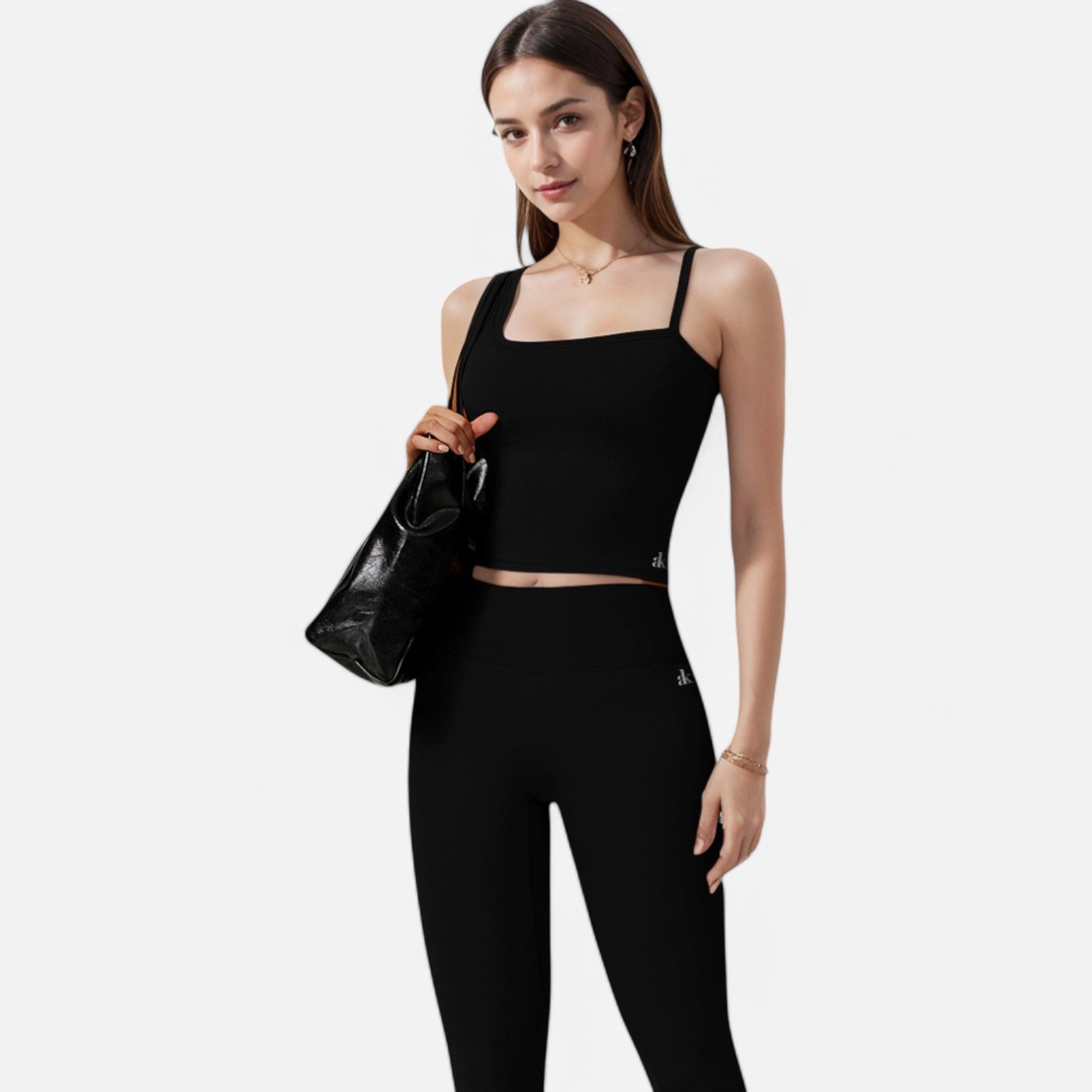 Anna-Kaci Women's Fitted Square Neck Tank Top with Spaghetti Straps