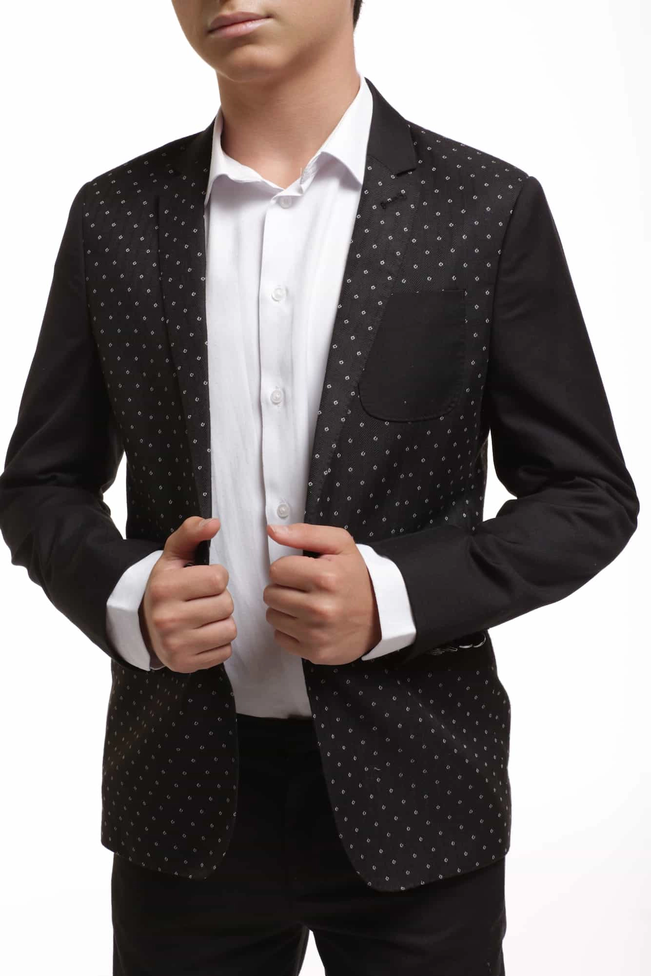 Elie Balleh Boys Slim Fit Diamond Dots Blazer