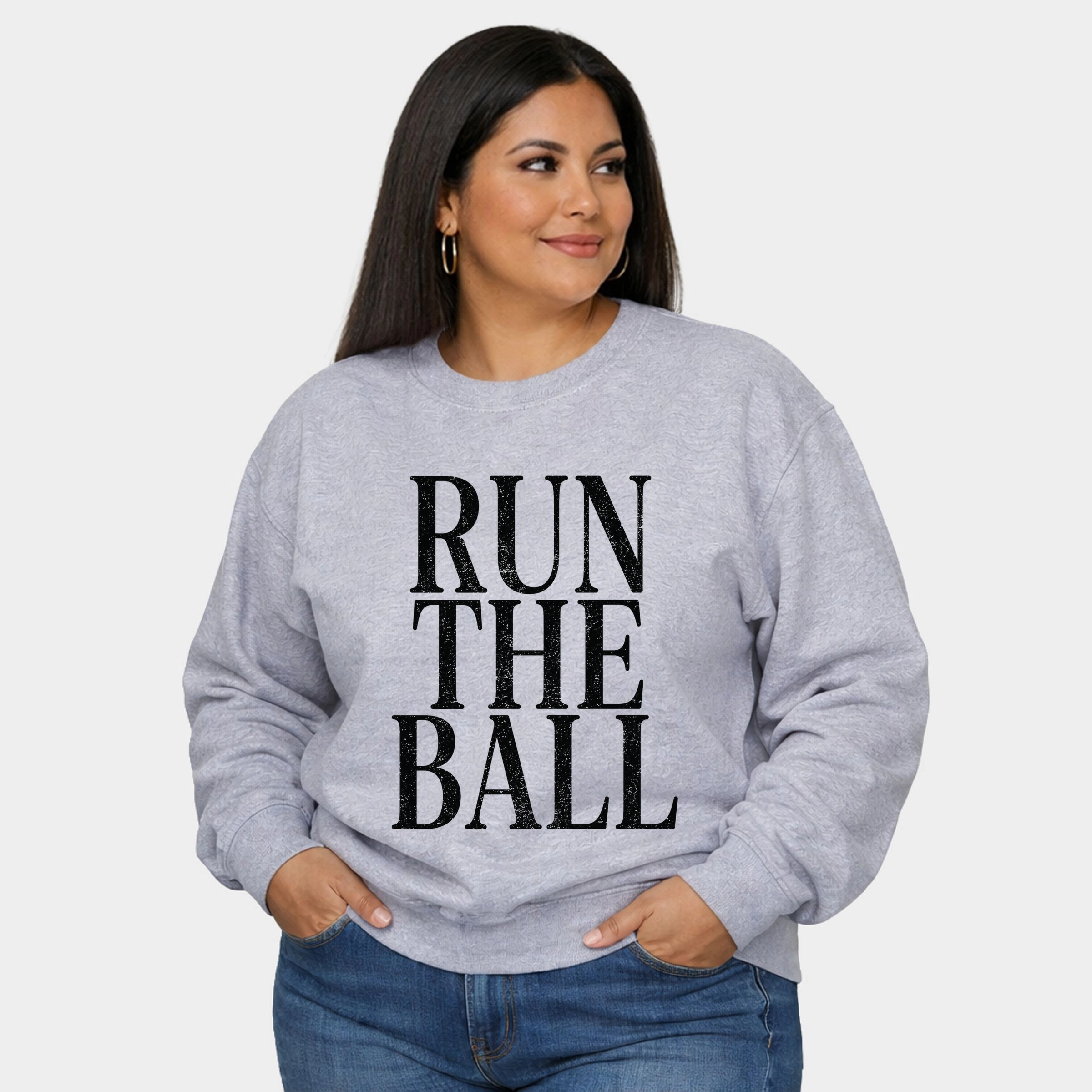 Simply Sage Market - Women's Plus Sweatshirt Run The Ball Tall