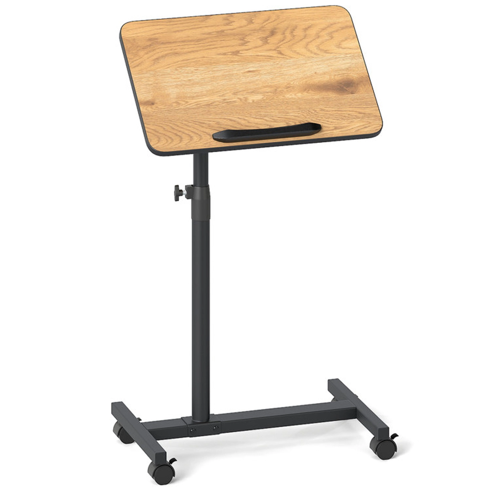 SUGIFT Adjustable Overbed Rolling Lap Desk Food Tray Table 33-lb Capacity Brown + Black/Gray + Black/Walnut