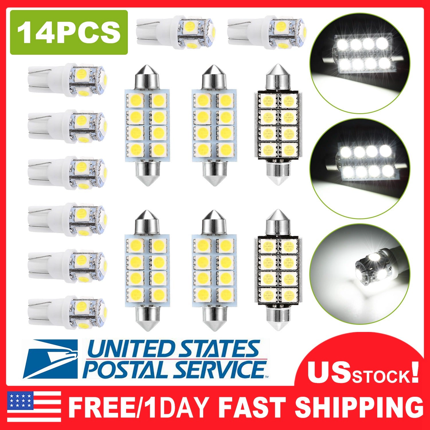 GBruno 14-Piece LED Interior Car Light Bulb Kit