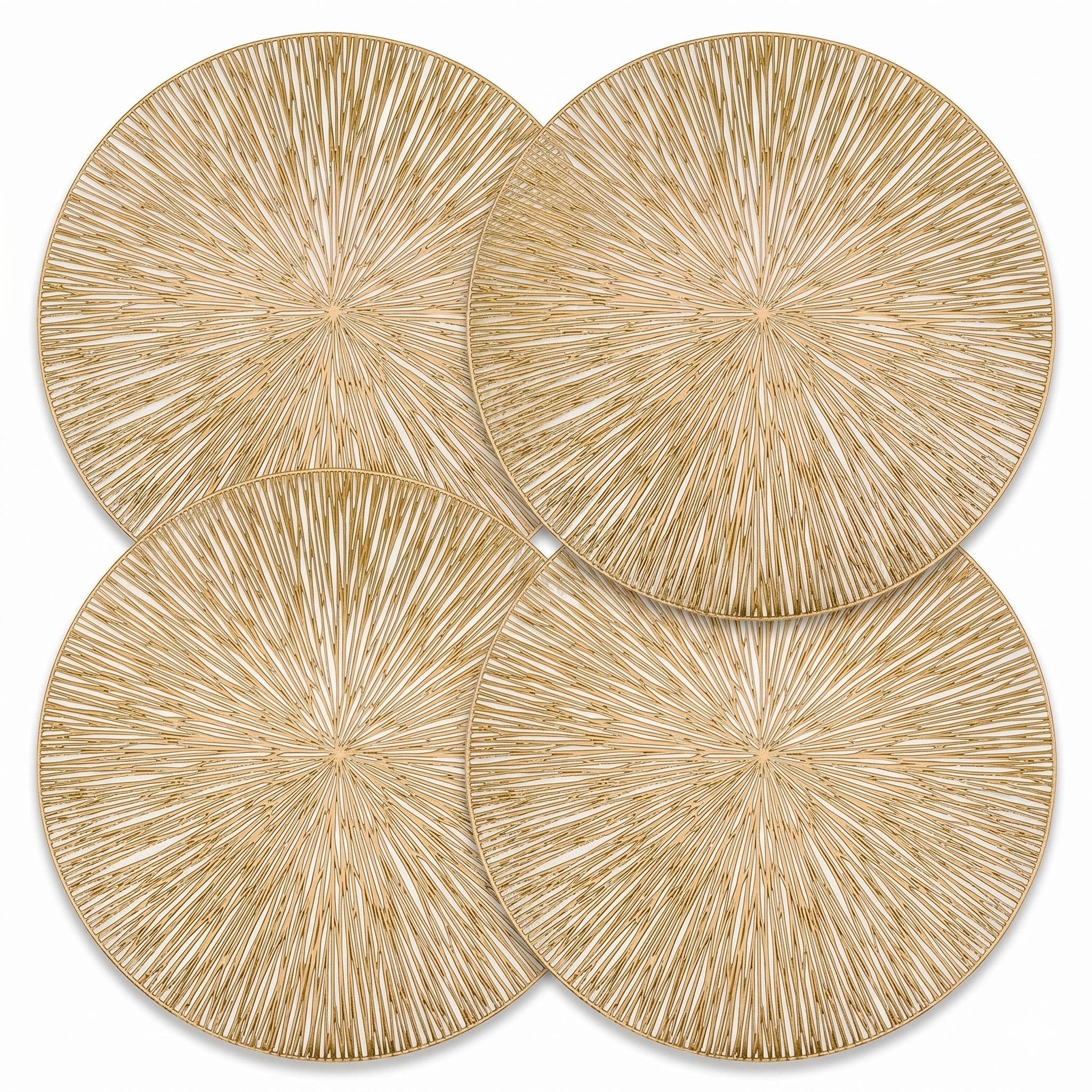 Alilang Unisex 4-Pack Metallic Round PVC Placemats Heat Resistant Textured Table Mats